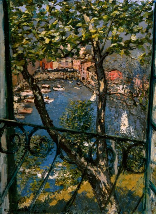 Open window; View of Portofino; Portofino, 1956, Michele Cascella
