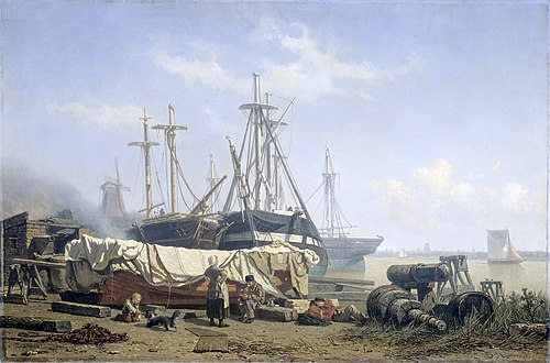 Temps de trait au chantier naval de la Meuse, 1865, Johan Conrad Greive