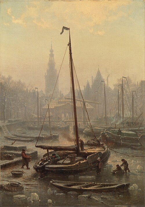 De Nieuwmarkt bij mistig weer, 1871, Johan Conrad Greive