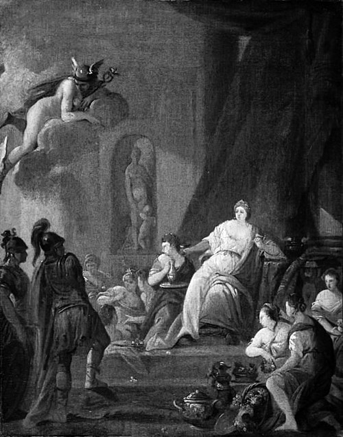 Hermes befaler Kalypso at frigive Odysseus, 1765, Johan Edvard Mandelberg