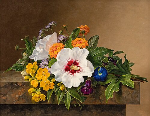 Fleurs sur une table de marbre, 1833, Johan Laurentz Jensen