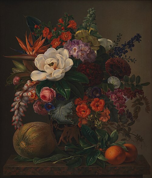 Bouquet de fleurs dans un vase, 1834, Johan Laurentz Jensen