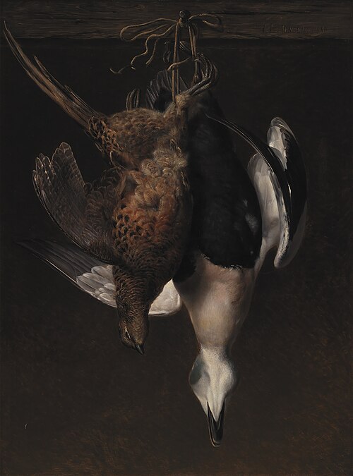 Game. A Pheasant and an Eider, 1846, Johan Laurentz Jensen