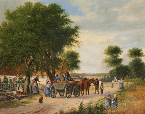 The family goes for a sunday ride., 1850, Johan Peter Raadsig
