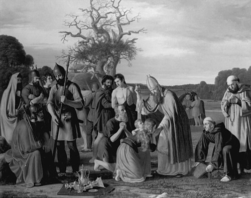 Biskop Rembert frikøber kristne fanger af hedninger, 1837, Johan Peter Raadsig