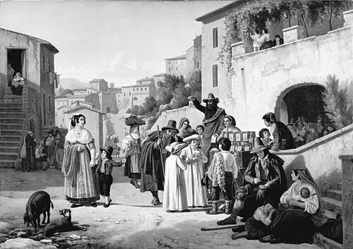 A Relic Dealer in Olevano, 1844, Johan Peter Raadsig