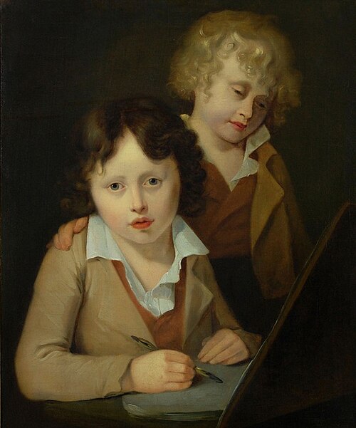 Portretten van Ary en Karel Arnoldus Scheffer op jeugdige leeftijd, , Johan Bernard Scheffer