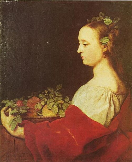Woman Holding a Basket of Fruit, 1668, Johann Ulrich Mayr