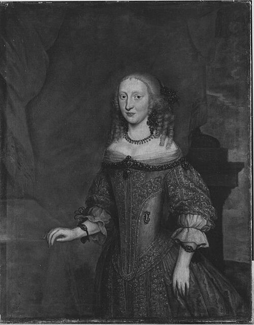 Bildnis der Landgräfin Elisabeth Amalie von Hessen, Gemahlin des Kurfürsten Philipp Wilhelm von Pfal, 1654, Johann Spilberg