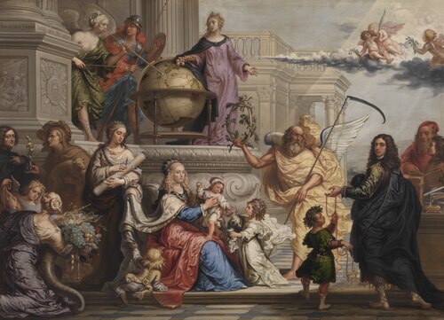 Allegorical Adoration of the Birth of a Prince, 1659, Johannes Ykens