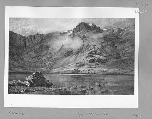 Gebirgslandschaft mit See im Vordergrund, 1844, Alexandre Calame