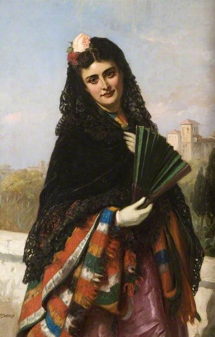 Spanish Lady with a Fan, , John Bagnold Burgess