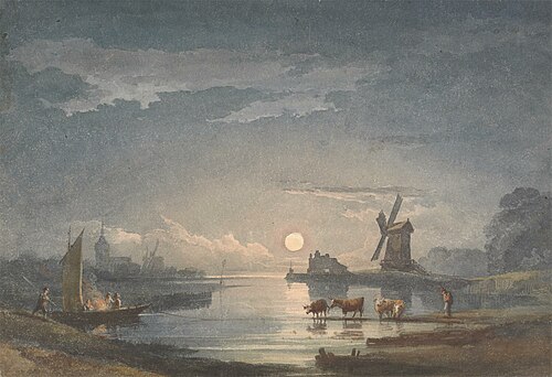 Moonlight on the River near Bruges, , John Bernay Crome