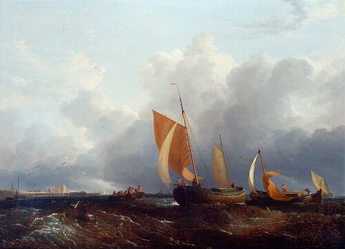 Shipping Boats in the Breeze off the Norfolk Coast, , John Bernay Crome