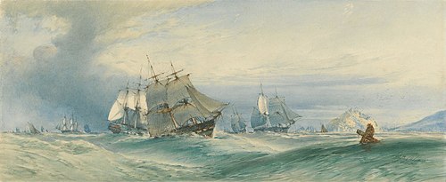 Shipping off St. Michael's Mount, Cornwall, 1866, John Callow