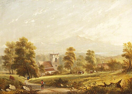 Village Scene with Church, , John Callow