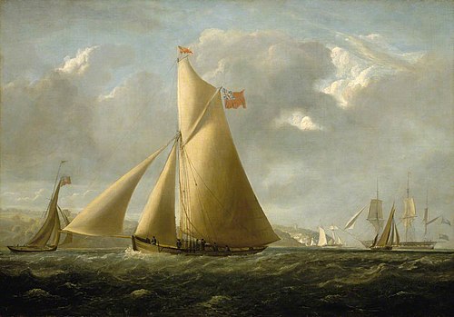 The cutter yacht 'Gazelle' off Cowes, 1825, John Christian Schetky