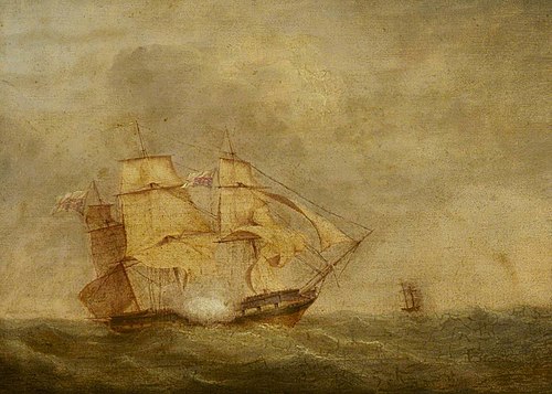 HMS 'Pique' carrying away her rudder, , John Christian Schetky