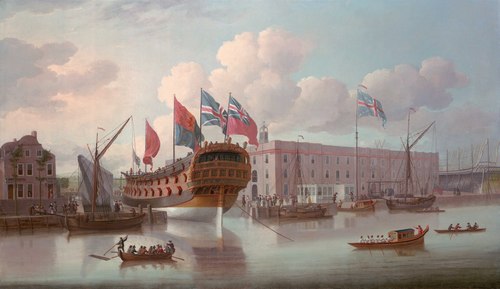 The 'St Albans' Floated out at Deptford, 1747, 1747, John, Sr. Cleveley