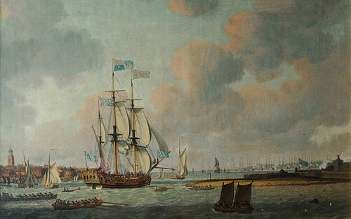 British Warship Leaving Portsmouth Harbour, 1775, John Cleveley II