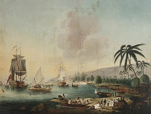 'Resolution' and 'Discovery' at Tahiti, 1780, John Cleveley II