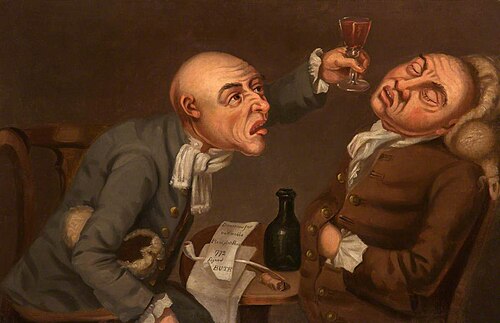 Human Passions (Two Drunkards, a Glass, a Bottle and a Pipe), 1766, John Collier