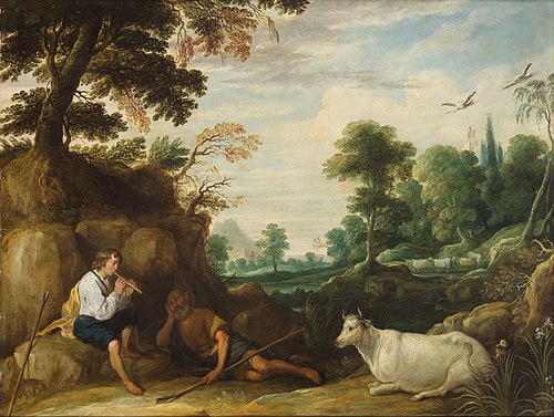 Mercury playing the flute for Argus, 1638, David Teniers l'Ancien