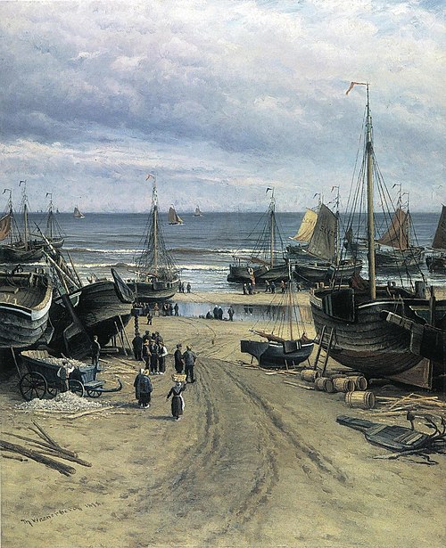 Fishing boats on the Dutch coast, 1898, Thorsten Waenerberg