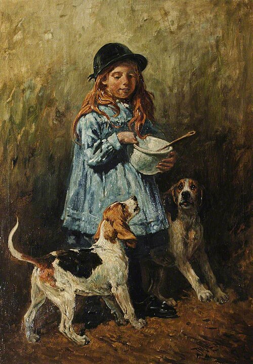 Girl with Two Hounds, 1893, John Emms