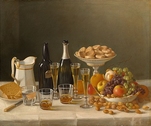 Wine, Cheese, and Fruit, 1857, John F. Francis