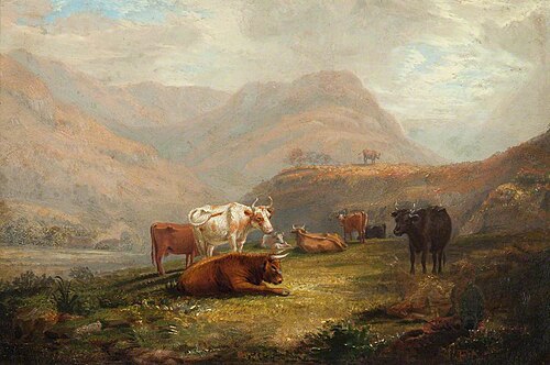 Highland Landscape with Cattle Drinking, 1826, John Fleming