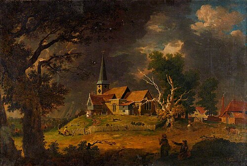 St Mary Cray Church, Kent, a Christening, 1796, John Inigo Richards