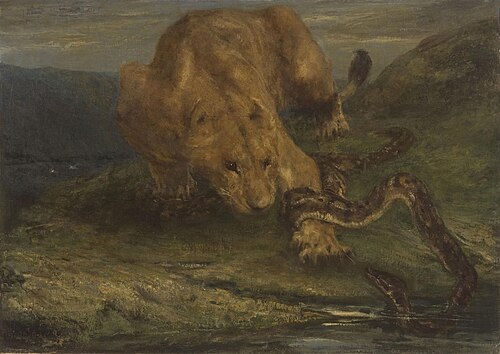 A Lioness and a Snake, 1889, John Macallan Swan