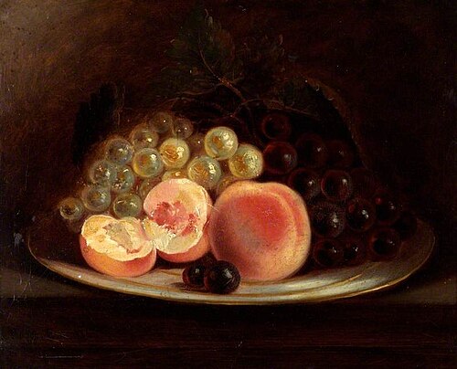 A Plate of Peaches and Grapes, 1844, John Charles Maggs