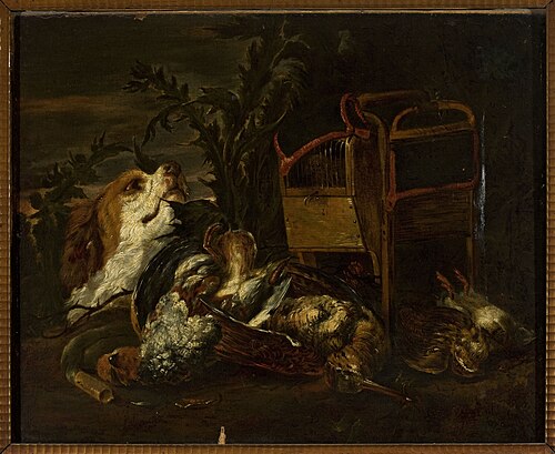 Hunting trophies and a dog, 1658, Jan Fyt