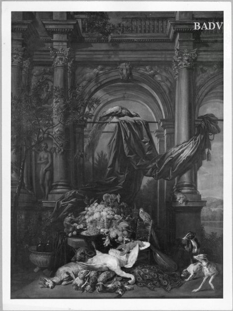 architecture + hunting stll-life and dog, 1636, Jan Fyt