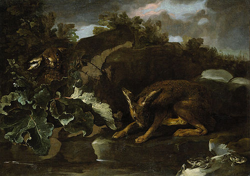 Kräuterstück mit Hasen und Fröschen an einem Teich., 1650, Jan Fyt