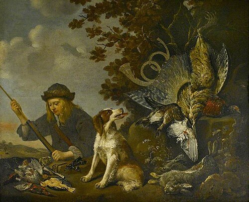 A Young Huntsman Loading His Musket together with His Spaniel and the Day's Bag in a Landscape, , Jan Fyt
