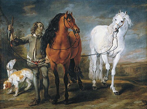 Stable boy with two horses and two hounds, 1642, Jan Fyt