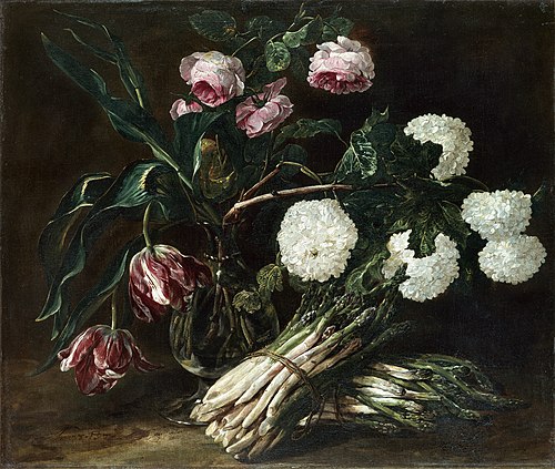 Vase of Flowers and two Bunch of Asparagus, 1650, Jan Fyt