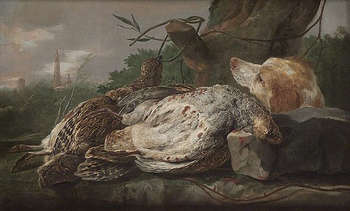 Dead partridges with hound, 1647, Jan Fyt
