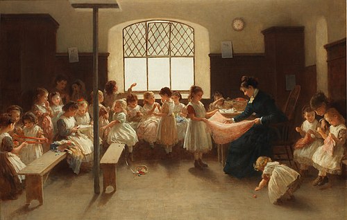 The sewing class, 1885, John Morgan