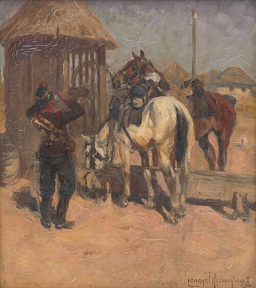 Husár pri studni, 1917, Ede Lengyel-Rheinfuss