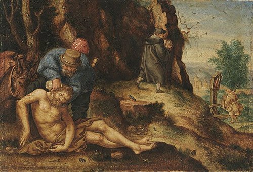 Der barmherzige Samariter pflegt den Verletzten (nach), 1531, Heinrich Aldegrever