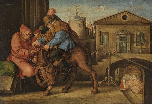 Der barmherzige Samariter bezahlt den Wirt (nach), 1531, Heinrich Aldegrever