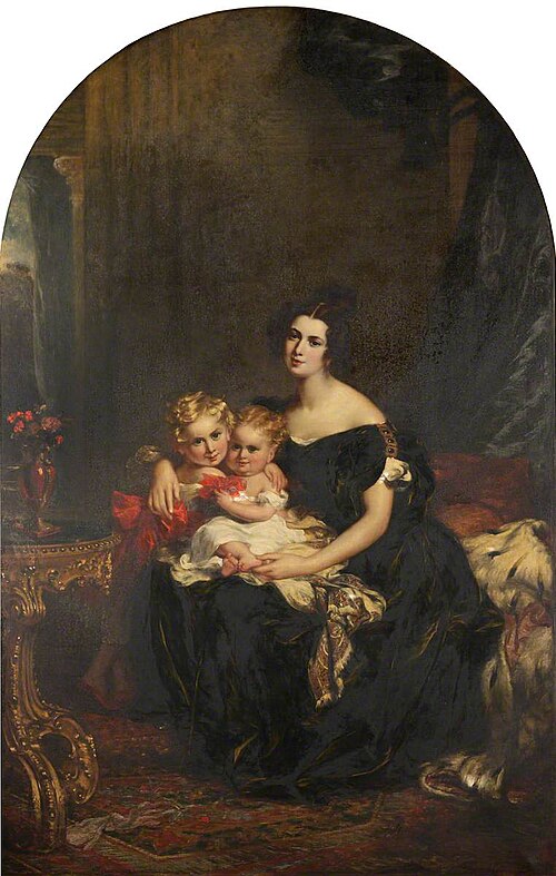 Elizabeth Acton, Lady Throckmorton (d.1850) with Two of her Children, Courtenay Throckmorton (1831-1, 1833, John Partridge