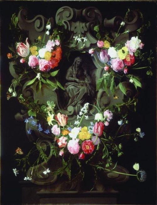 A Garland of Flowers with the Education of the Virgin, 1645, Érasme Quellin le Jeune