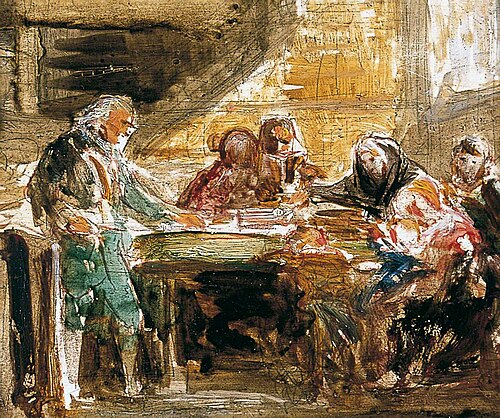 Sketch for 'Collecting the Offering in a Scottish Kirk', , John Phillip