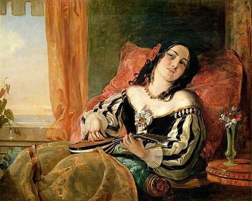 Lady Playing a Mandolin, 1854, John Phillip