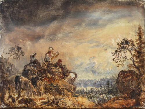 Girl tending Goats. Sketch, 1850, Kilian Zoll